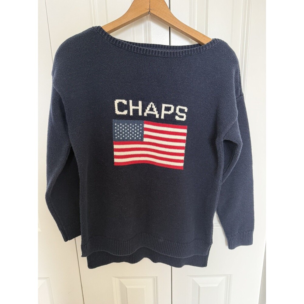 Chaps knit U.S. Flag Navy Blue  Sweater Flag Women’s Medium
